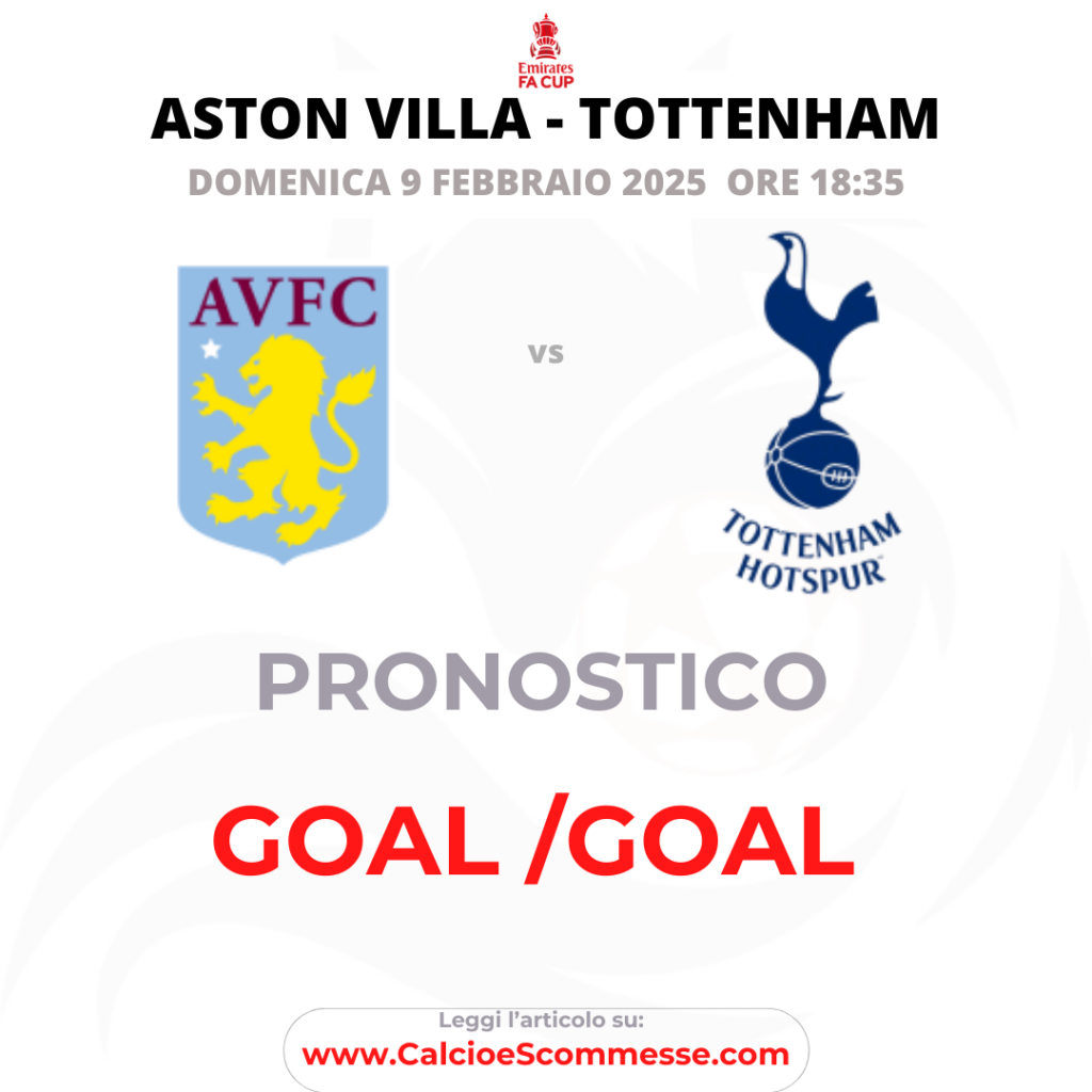 Pronostico FA CUP del 9 febbraio 2025 Aston Villa - Tottenham