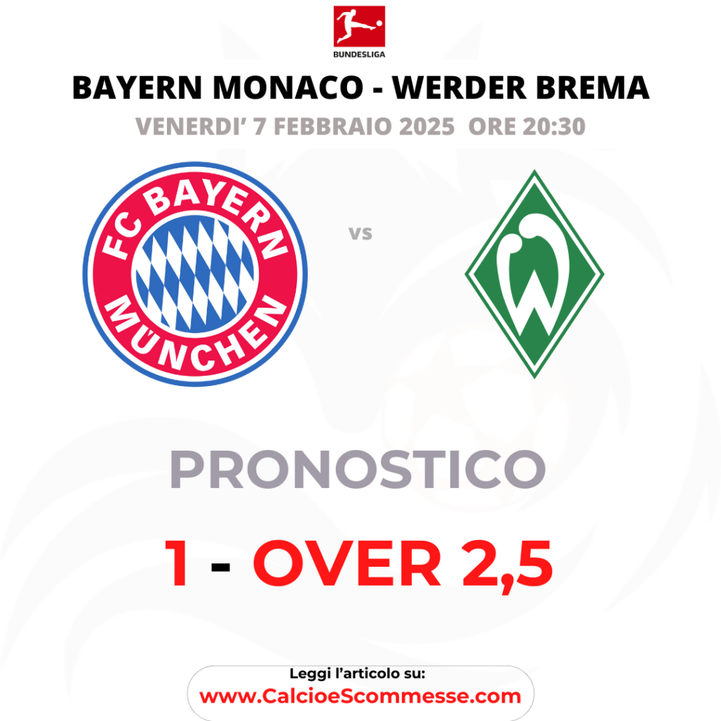 PRONOSTICO BAYERN MONACO - WERDER BREMA DEL 7 FEBBRAIO 2025