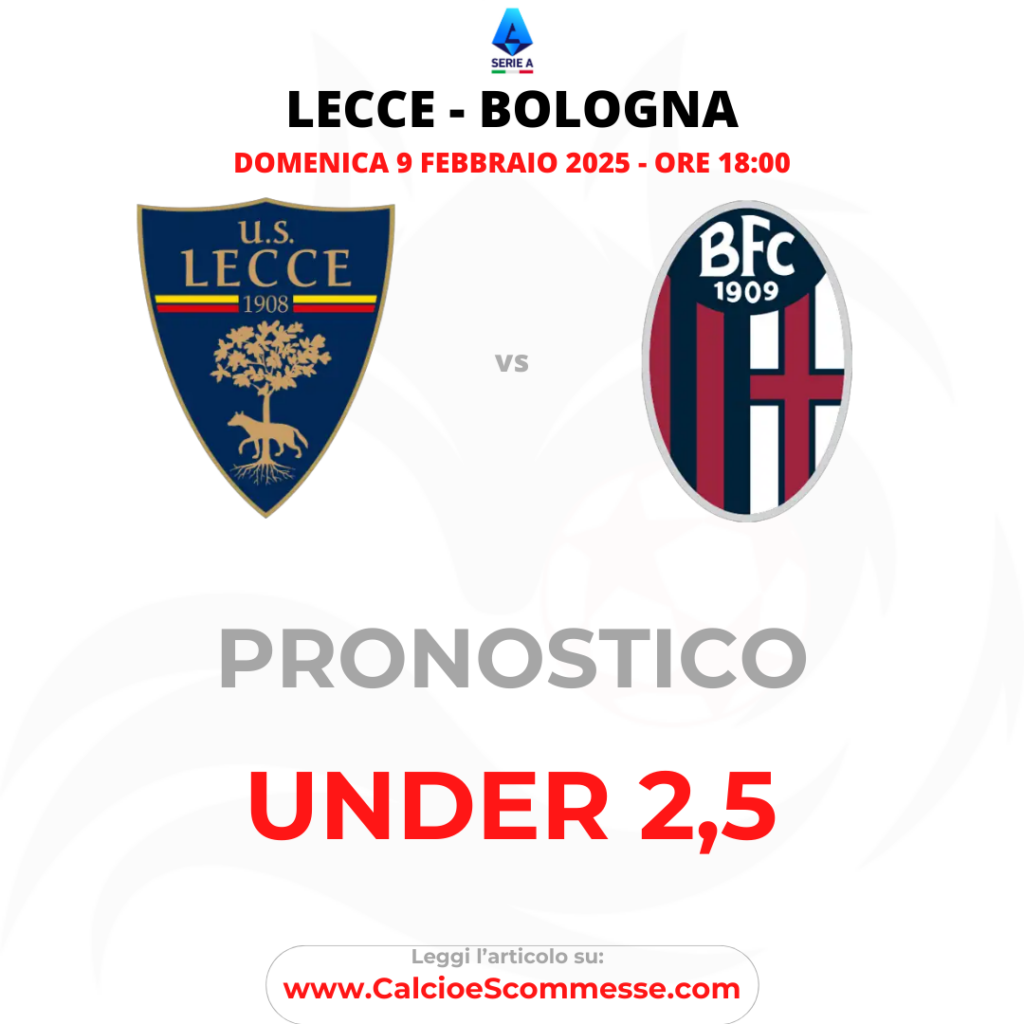 Pronostico Serie A: Lecce - Bologna, del 9 febbraio 2025 alle 18:00